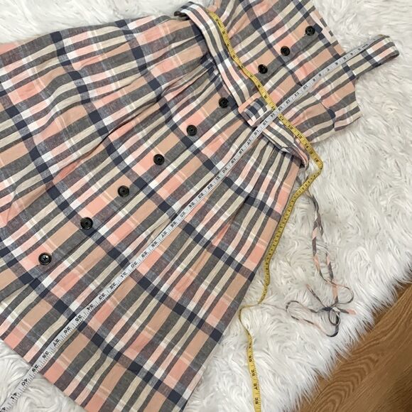 GAL MEETS GLAM linen blend plaid square neck button front fit & flare dress - Picture 11 of 11